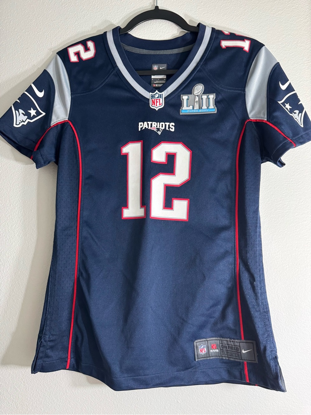 Patriots Women ' Navy #12 Football Jersey - Team Logo